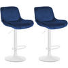 BARHOCKER 2er Set Samt Blau - Blau/Weiß, Textil/Metall (50/85/50cm) - CLP