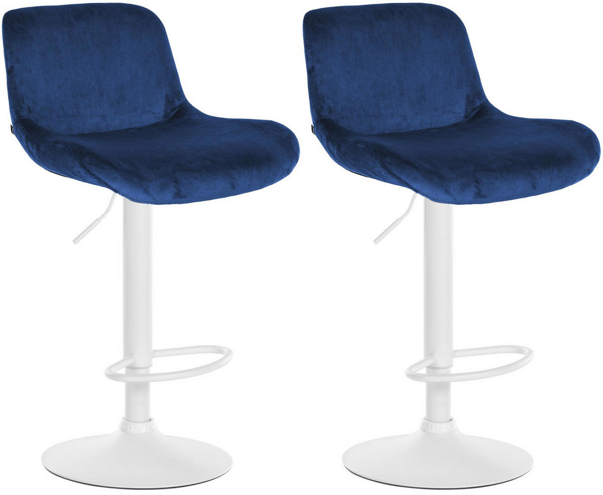 BARHOCKER 2er Set Samt Blau - Blau/Weiß, Textil/Metall (50/85/50cm) - CLP