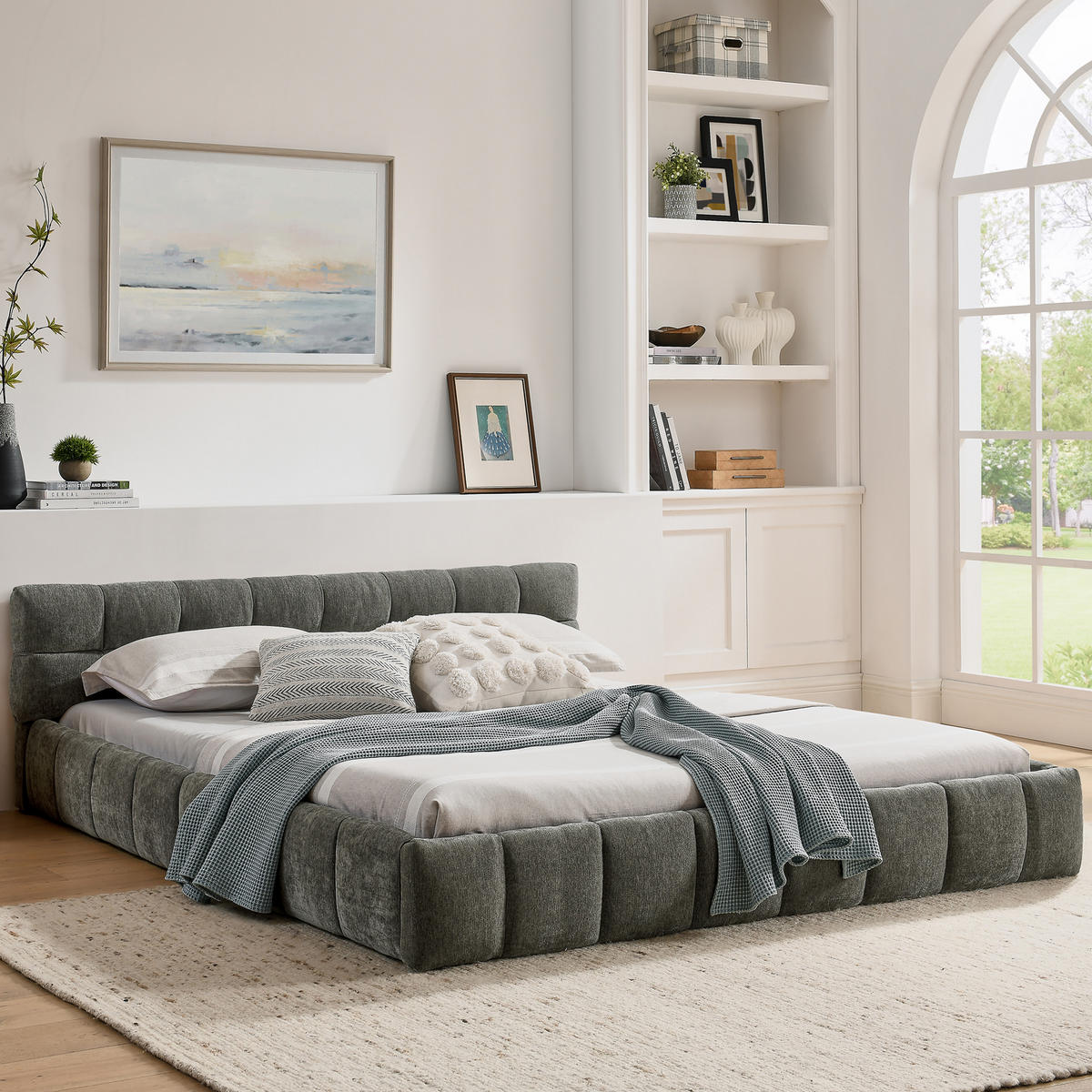 POLSTERBETT 160x200 cm Chenille grau - Dunkelgrau, Kunststoff (160/200cm) - LEBENLANG