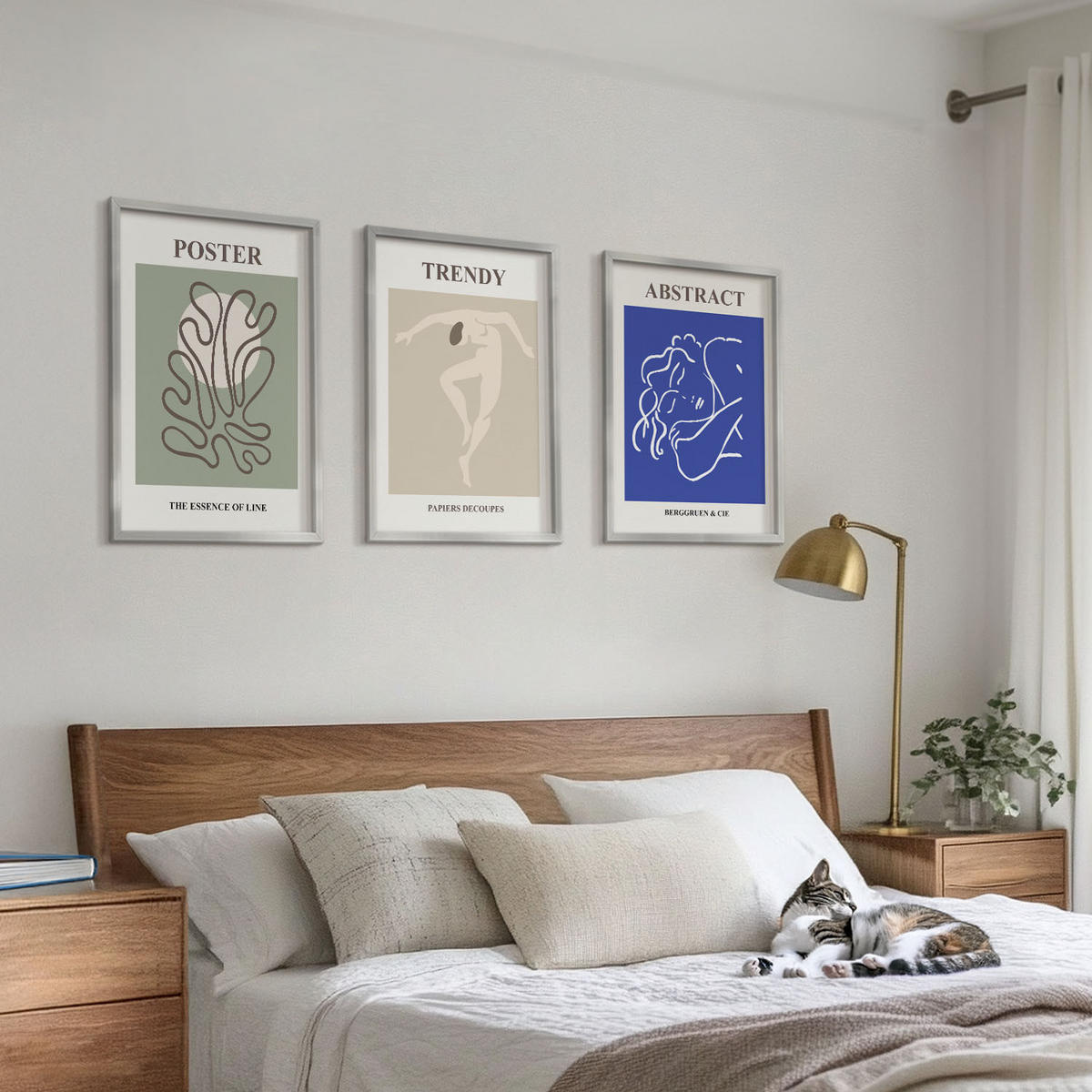 WANDBILDER 3er Set - 40x60 cm Silberner Rahmen - Henri Matisse Pastellgrafiken - Silberfarben, Kunststoff (40/60cm) - ArtPrintCave