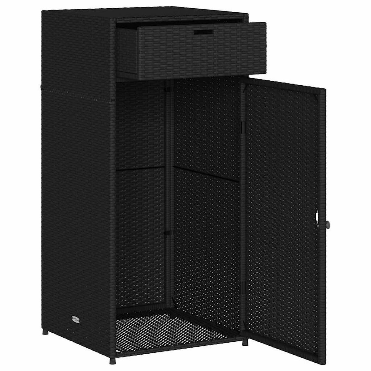 GARTENSCHRANK mit Schublade, 55/55/111 cm, aus Poly Rattan, Schwarz - Schwarz, Kunststoff (55/111/55cm) - vidaXL