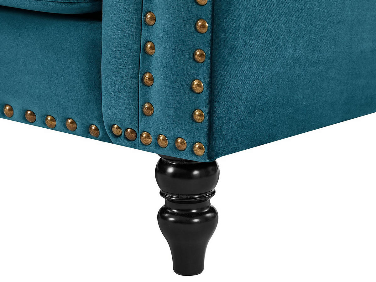 ECKSOFA - Ecke wechselbar - Samt - Dunkelblau - TURNER - Blau, Textil (222/144cm) - Vente-Unique