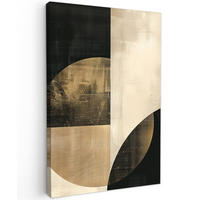LEINWANDBILD Abstrakt - Geometrische Formen - Schwarz - Gold 40x60 cm - Ecru, Textil (40/60cm) - MuchoWow