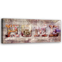 WANDBILD home vintage inschrift - Braun, Textil (90/30cm) - Feeby