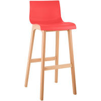 BARHOCKER Holz rot - Eukalyptusholzfarben/Rot, Holz (41/102/46cm) - CLP