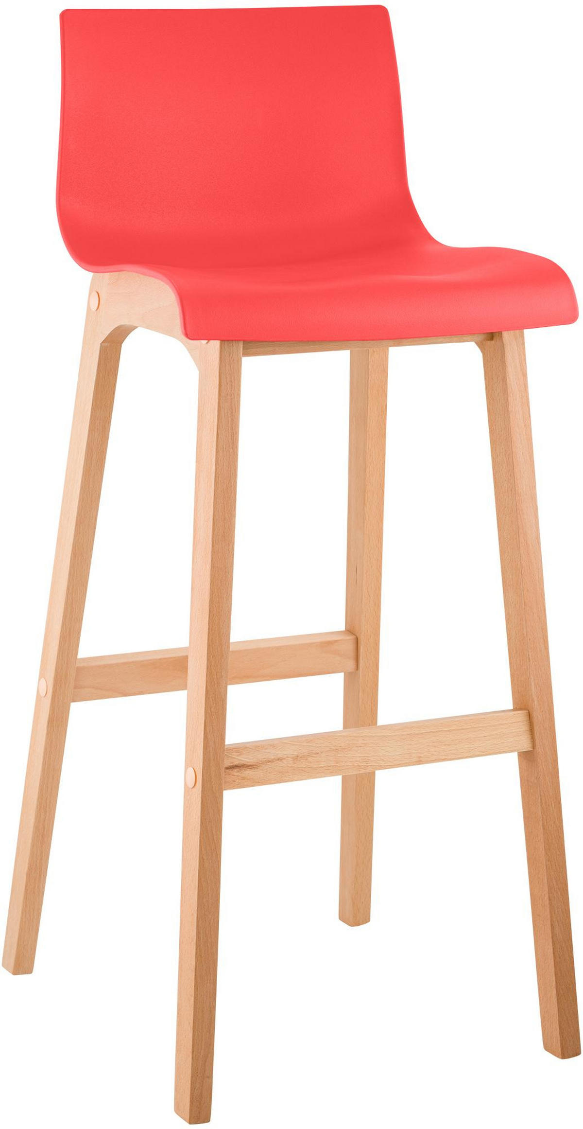 BARHOCKER Holz rot - Eukalyptusholzfarben/Rot, Holz (41/102/46cm) - CLP