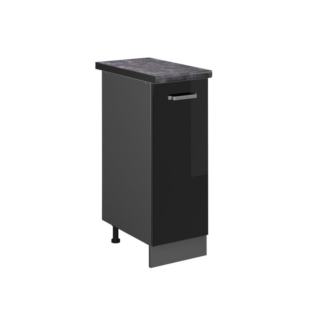 APOTHEKERSCHRANK R-Line Schwarz Hochglanz 30 cm, AP Anthrazit - Schwarz Hochglanz/Anthrazit, Holzwerkstoff (30/81.6/60cm) - Vicco