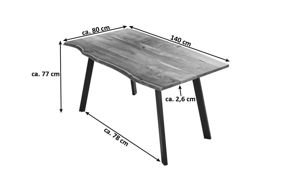 ESSTISCH LAXMI - Beige/Schwarz, Holz/Metall (80/140/77cm) - SAM