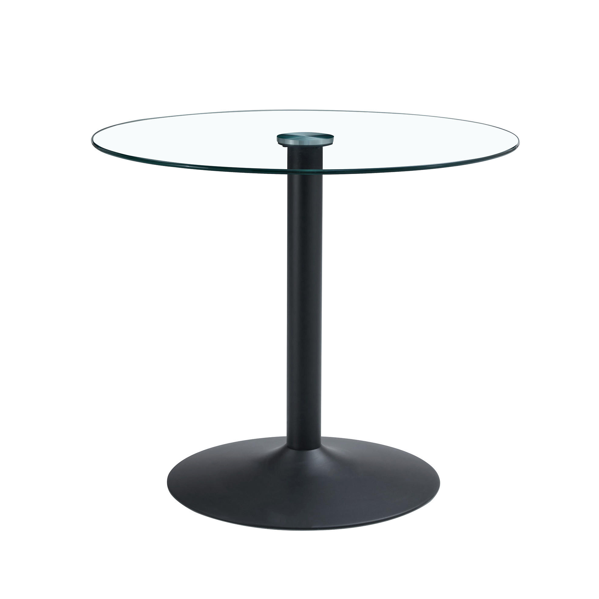 BISTROTISCH 85/76 cm aus Glas und Metall mit gehärteter Glasplatte und stabilem Gestell, Schwarz/Transparent - Schwarz, Holzwerkstoff (85/85/76cm) - Redom