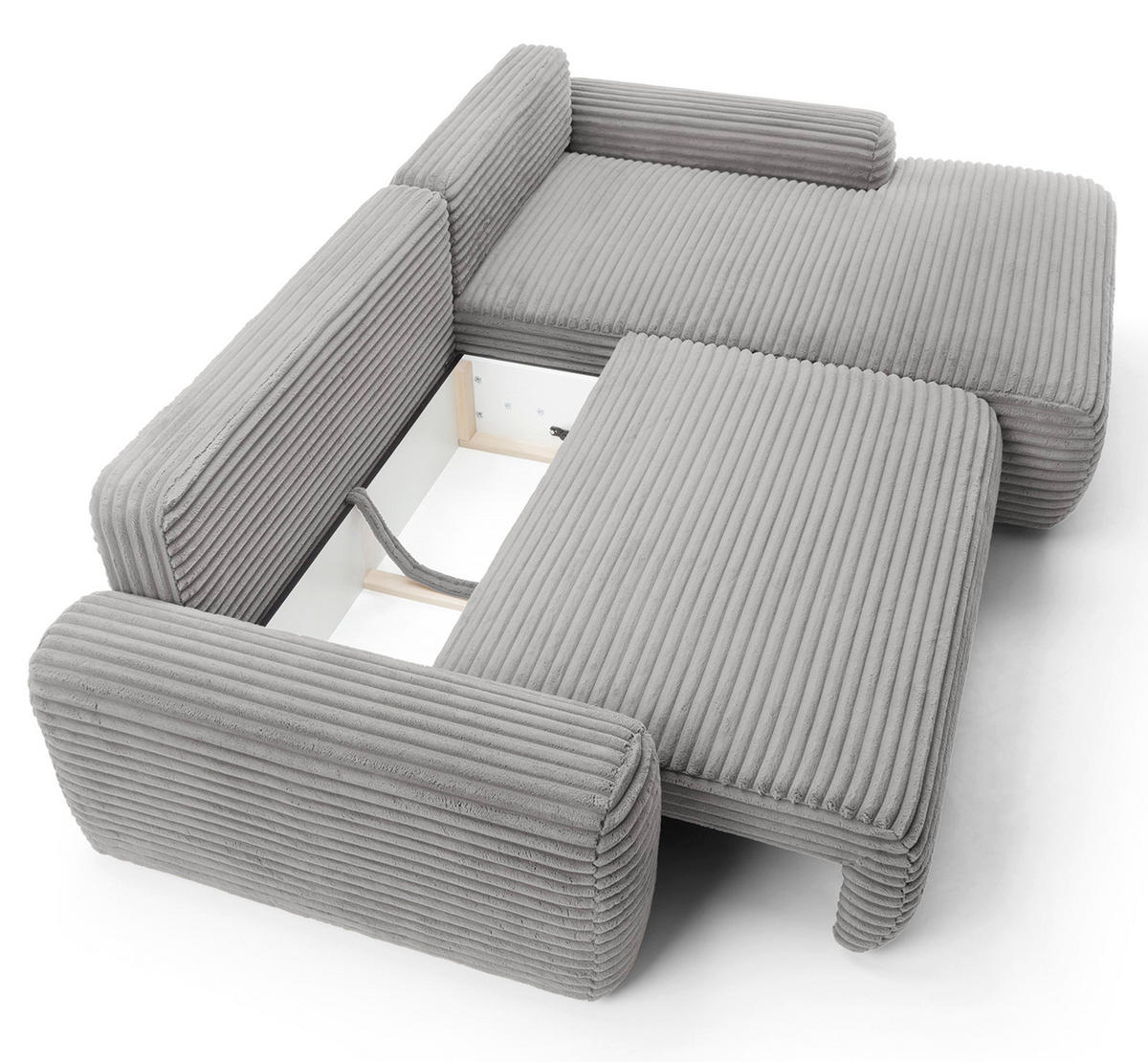 ECKSOFA Alferia Greige mit Cordbezug - Taupe/Schwarz, Kunststoff/Textil (162/264cm) - Selsey
