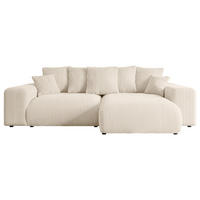 ECKSOFA Ottomane rechts ESKAR-L 266x176x84 Taupe Cord - Taupe/Schwarz, Holzwerkstoff/Kunststoff (176/266cm) - ALTDECOR