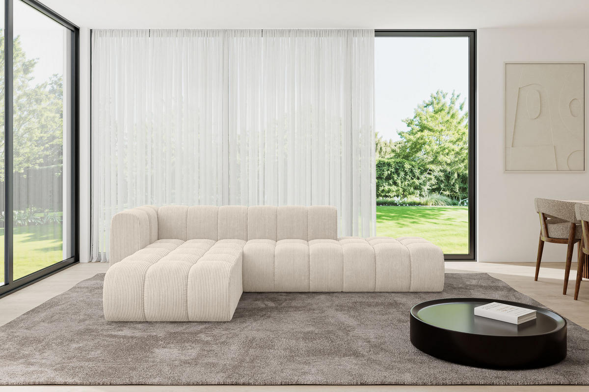 ECKSOFA modulares Sofa Zuvon-L1 - 296x177x70 cm Beige - Beige, Holzwerkstoff/Textil (296/177cm) - ALTDECOR