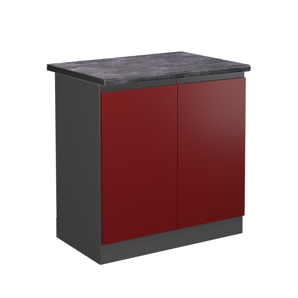 SPÜLENUNTERSCHRANK R-Line Rot 80 cm, AP Anthrazit - Anthrazit/Rot, Holzwerkstoff (80/81.6/60cm) - Vicco