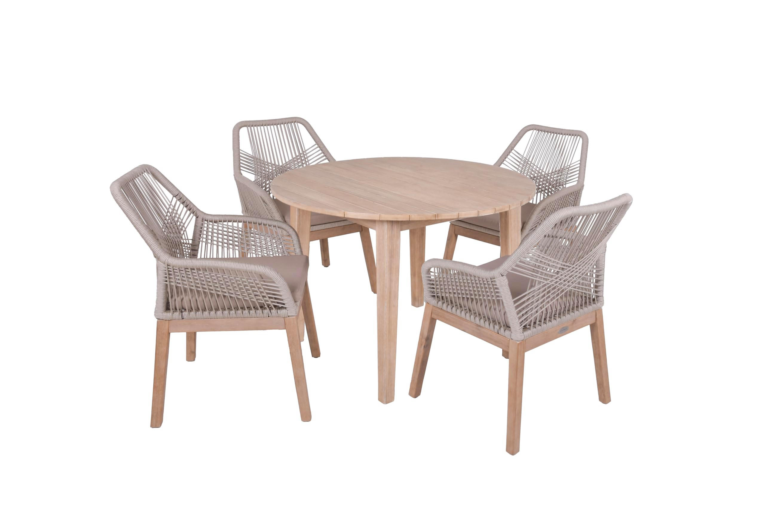 GARTEN-SITZGRUPPE Kiev 5-teilig Beige Gartenmöbel-Set - Beige, Holz - DELUKE