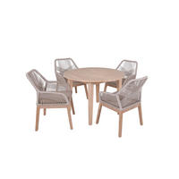 GARTEN-SITZGRUPPE Kiev 5-teilig Beige Gartenmöbel-Set - Beige, Holz - DELUKE