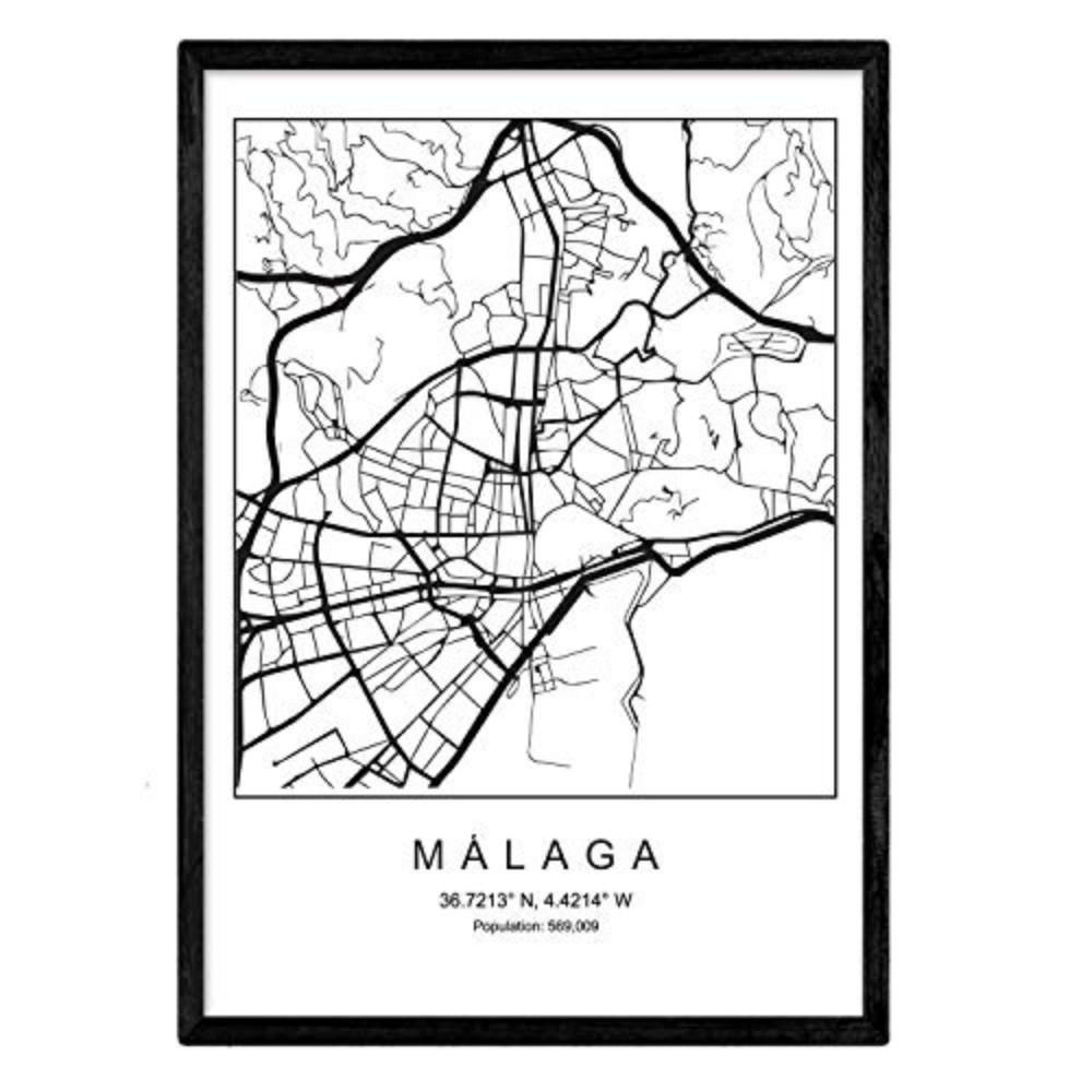POSTER Malaga Nordischen Stil A3 Rahmenlos - Klar, Papier (29.7/5/42cm) - Nacnic