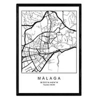 POSTER Malaga Nordic Style A3 Schwarzer Rahmen - Schwarz, Papier (29.7/5/42cm) - Nacnic