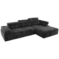 ECKSOFA RILASSO L Dunkelgrau Plüsch - rechts - Dunkelgrau/Schwarz, Kunststoff/Textil (174/296cm) - MKS