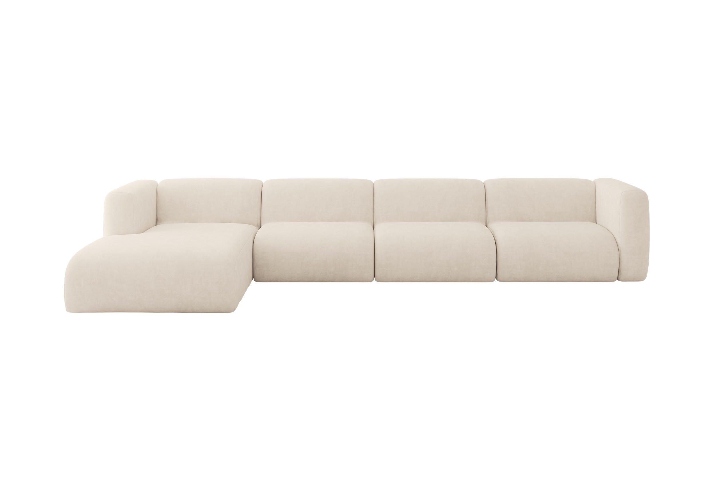 ECKSOFA Ottomane Links MIRA-L3 409x179x70 Beige Velours - Greige/Beige, Holzwerkstoff/Kunststoff (409/179cm) - ALTDECOR