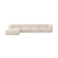 ECKSOFA Ottomane Links MIRA-L3 409x179x70 Beige Velours - Greige/Beige, Holzwerkstoff/Kunststoff (409/179cm) - ALTDECOR