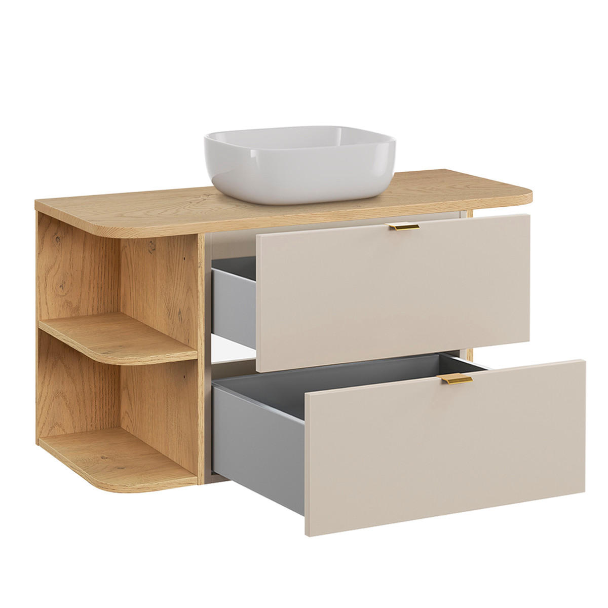 BADMÖBEL 100.4cm Azel 2er-Set Kaschmir - Beige, Holzwerkstoff (100.4/52/46cm)