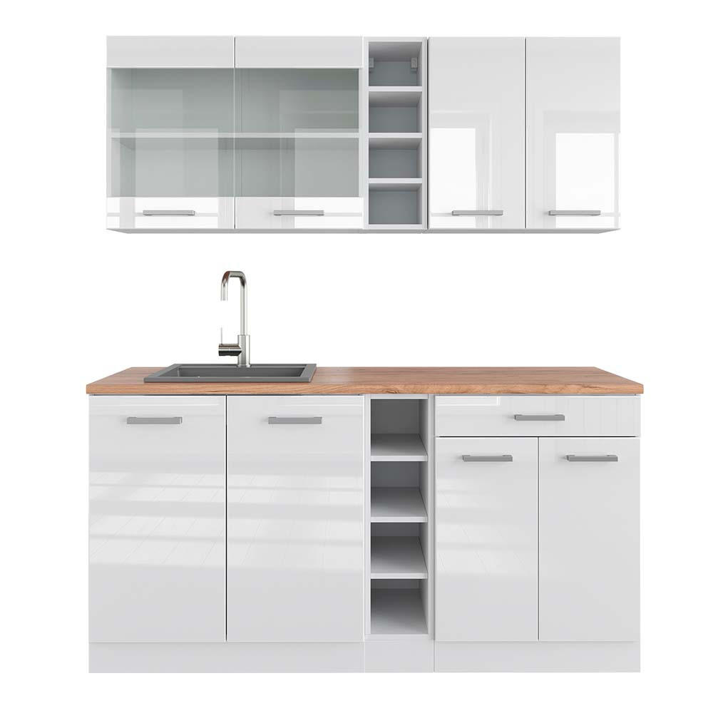 Vicco Singleküche Weiß Hochglanz, Weiß 160x81.6x60 cm