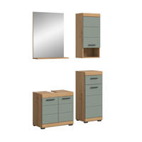 BADKOMBINATION 4tlg. Scout Bad in Artisan Eiche Nachbildung und Salbei Nachbildung B/H/T: 112x191x34 cm - Eiche Artisan, Holz (112/191/34cm)
