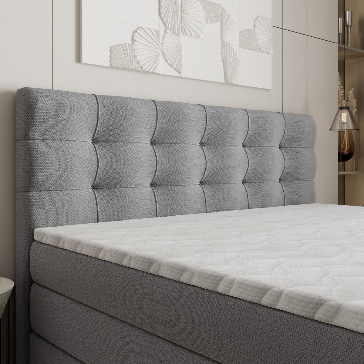 BOXSPRINGBETT AREZI 140x200 cm mit Matratze und Topper - Braun - Braun, Holz (140/200cm) - MASSENO