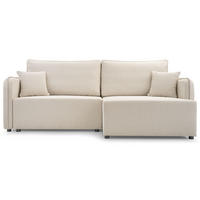 ECKSOFA Kassian, Hellbeige Strukturstoff, rechtsseitig - Ecru/Schwarz, Kunststoff/Textil (147/227cm) - Selsey