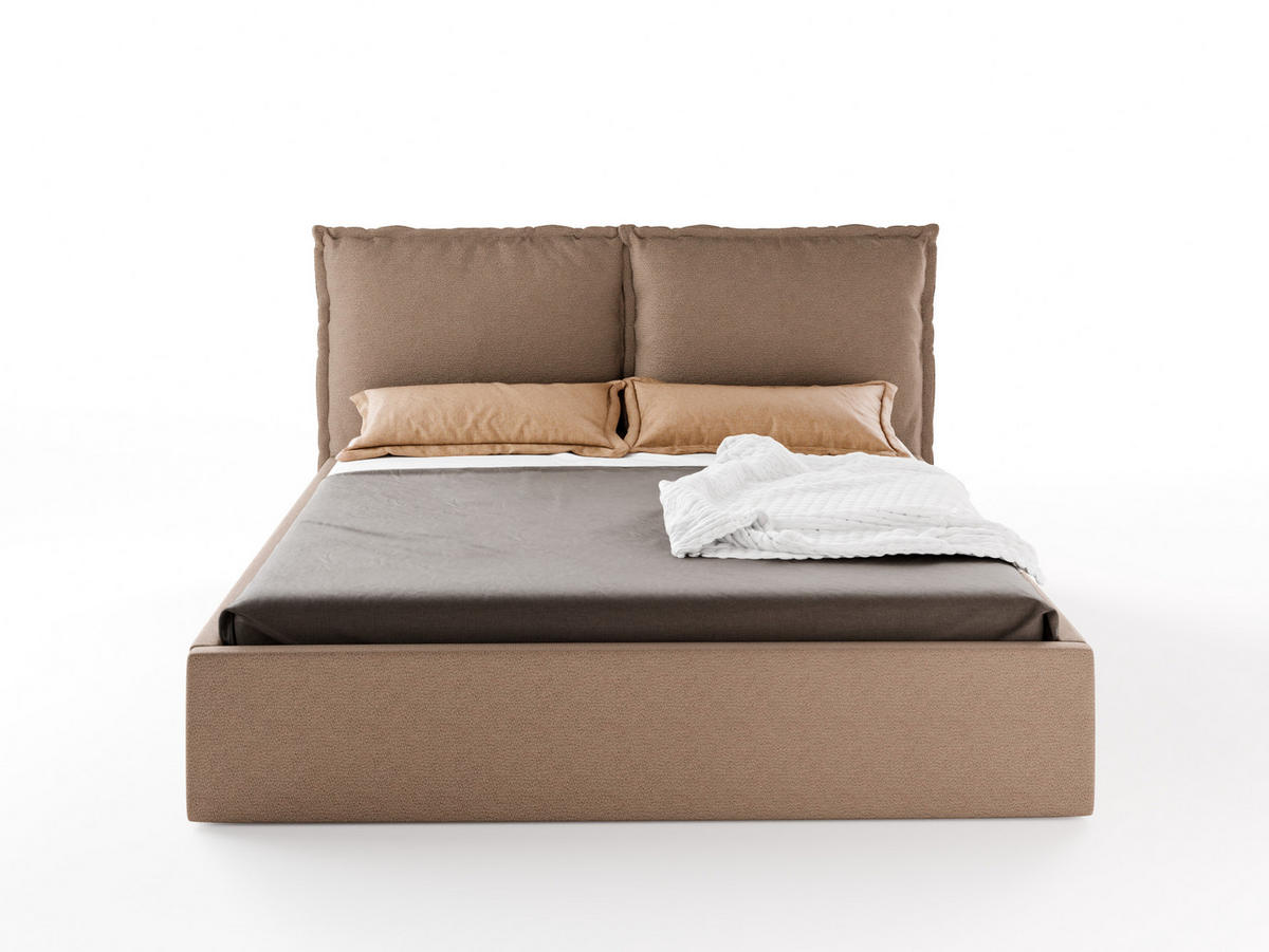 POLSTERBETT MIRA 180x200 cm mit Bettkasten, Stauraum und Metall-Lattenrost – VIBE Braun - Schwarz/Braun, Textil/Metall (180/200cm) - Luxkor24