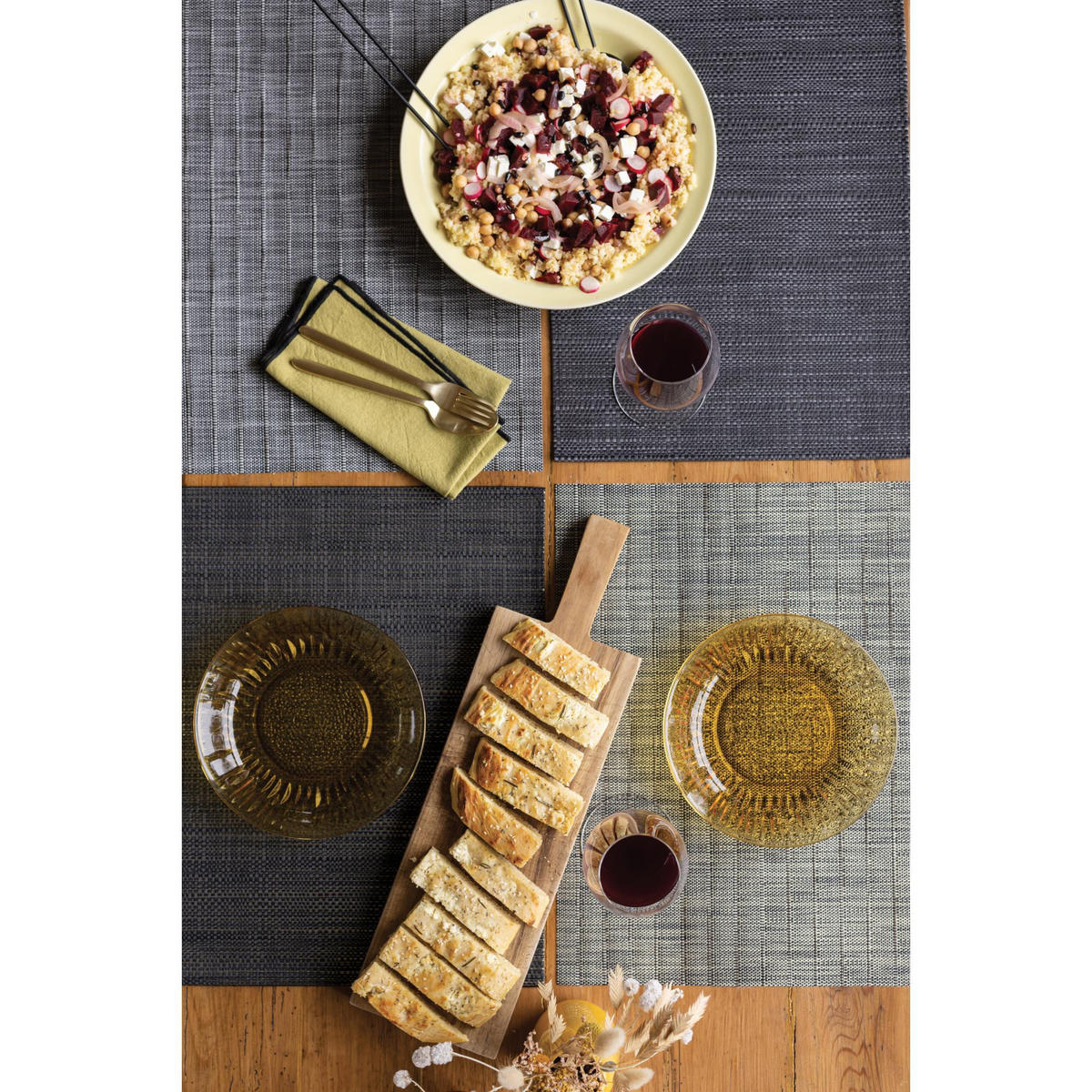 TISCHSET Manoka schatten/gold 33 x 45 cm - Dunkelgrau/Goldfarben, Textil (33/45cm) - Winkler