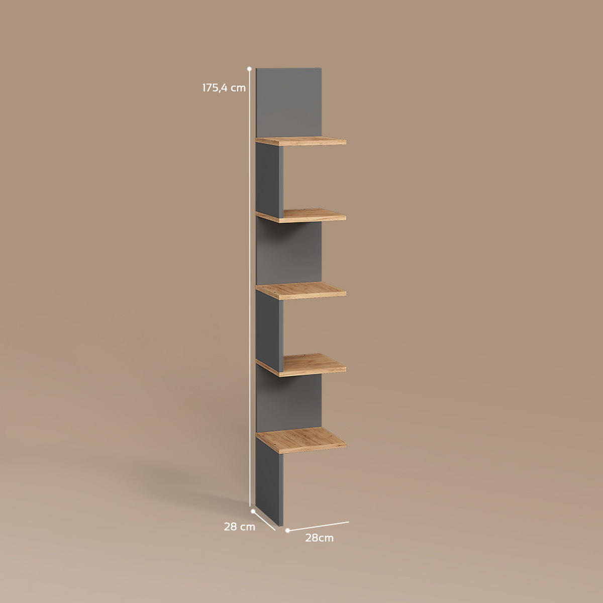 ECKREGAL Vesuvio Anthrazit 28 x 175.4 cm 2er Set - Anthrazit, Holzwerkstoff (28/175.4/28cm) - Livinity®