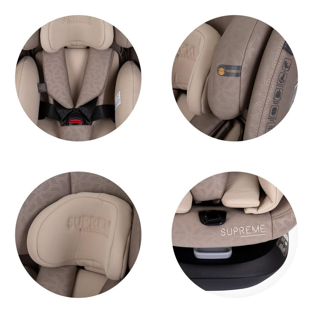 KINDERSITZ i-Size Supreme beige (40-150 cm) verstellbar 360° drehbar Isofix - Beige, Kunststoff (44/75/45cm) - Chipolino