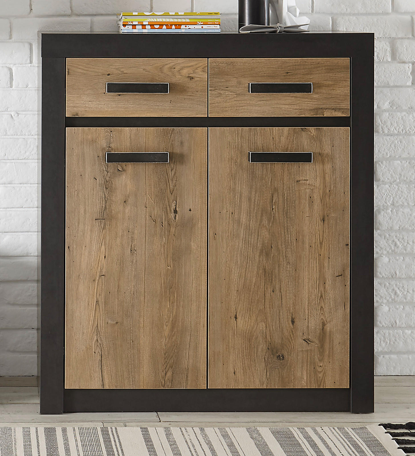 KOMMODE Kastanie und grau Fresco, 92 x 105 cm - Kastanienfarben/Dunkelgrau, Holzwerkstoff/Kunststoff (92/105/42cm) - Furn.Design