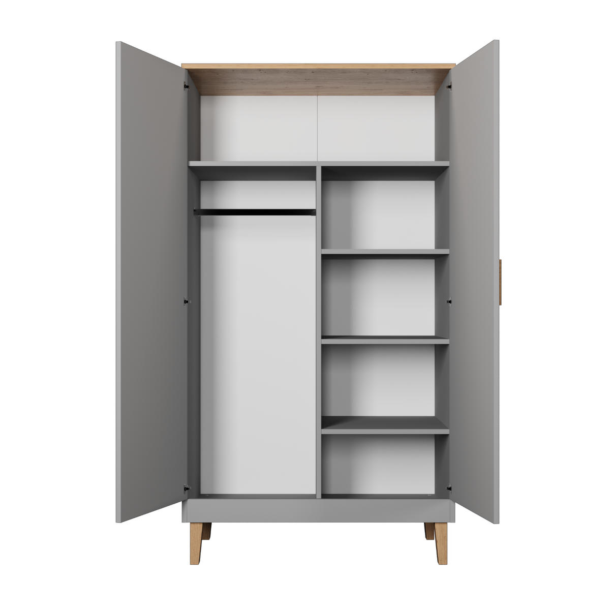 DREHTÜRENSCHRANK Denver - Grau, Holzwerkstoff (100/184/55cm) - RAUMHIRSCH FURNITURE