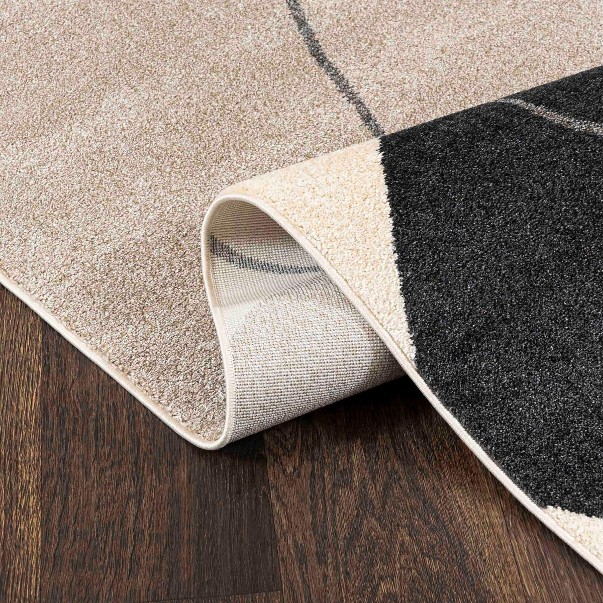 TEPPICH Beige Geometrisch In-Outdoor Pflanzlich Kurzflor Rechteckig 160 x 230 cm - Taupe/Schwarz, Textil (160/230cm) - Mazovia
