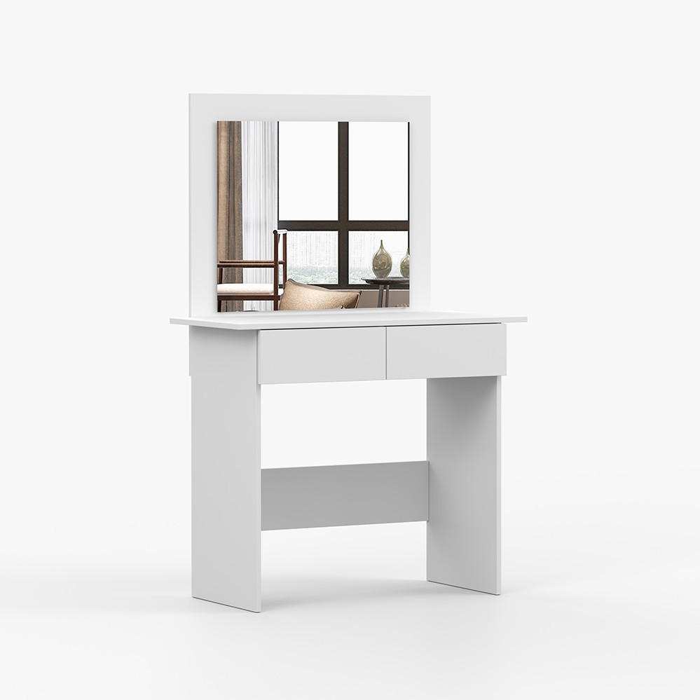SCHMINKTISCH 94/145/43 cm MELANIE I Weiß, Weiß + Spiegel - Weiß, Glas/Holzwerkstoff (94/145/43cm) - imoebel24