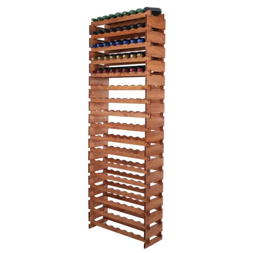 WEINREGAL VINOTECA FLEX PRO HxBxT 233x84x28cm 136 Flaschen auf 17 Ebenen Braun geölt - Braun, Holz (84/233/28cm) - PROREGAL