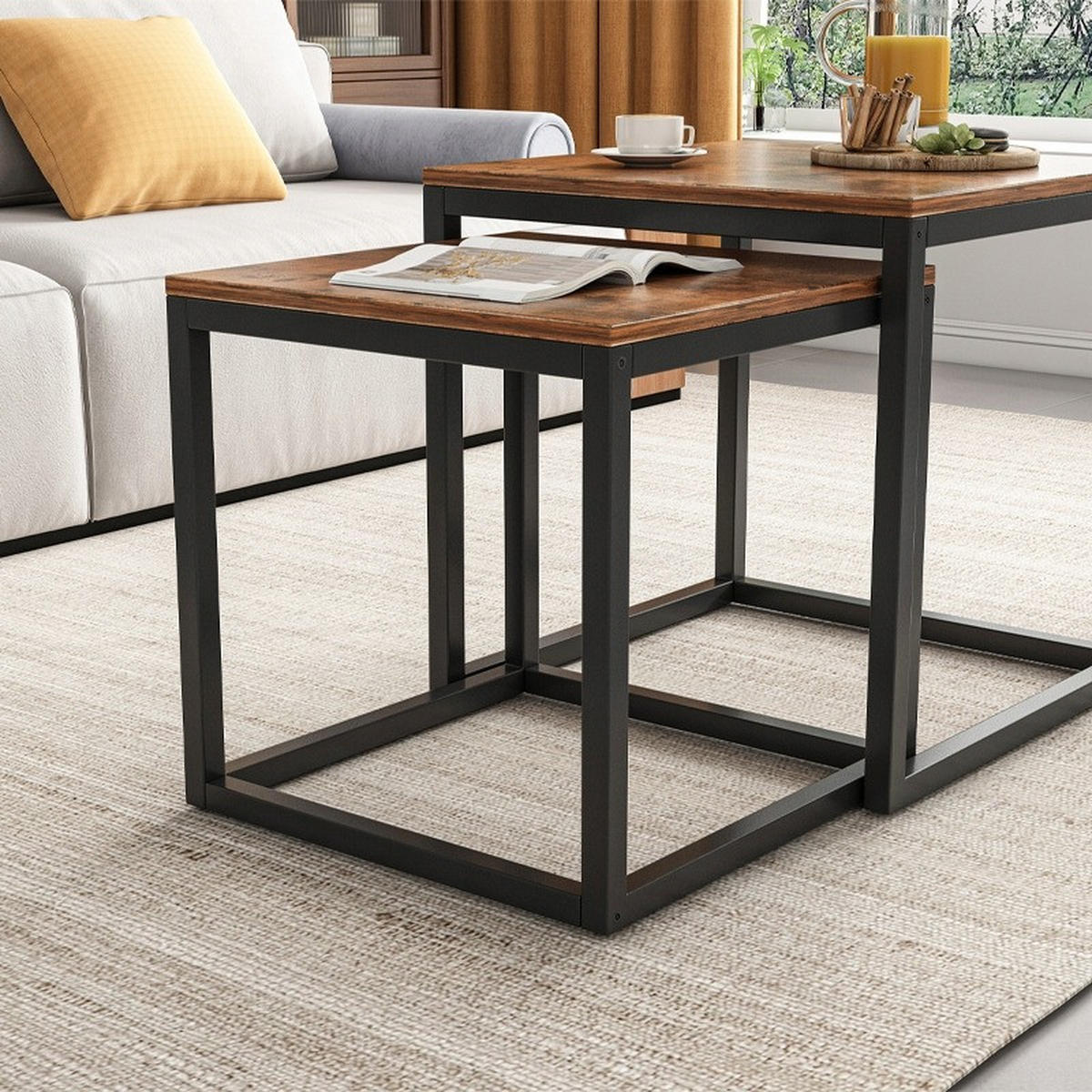 COUCHTISCH 2er-Set, braun 55/52/50 cm - Braun, Holzwerkstoff (55.5/58/9cm)