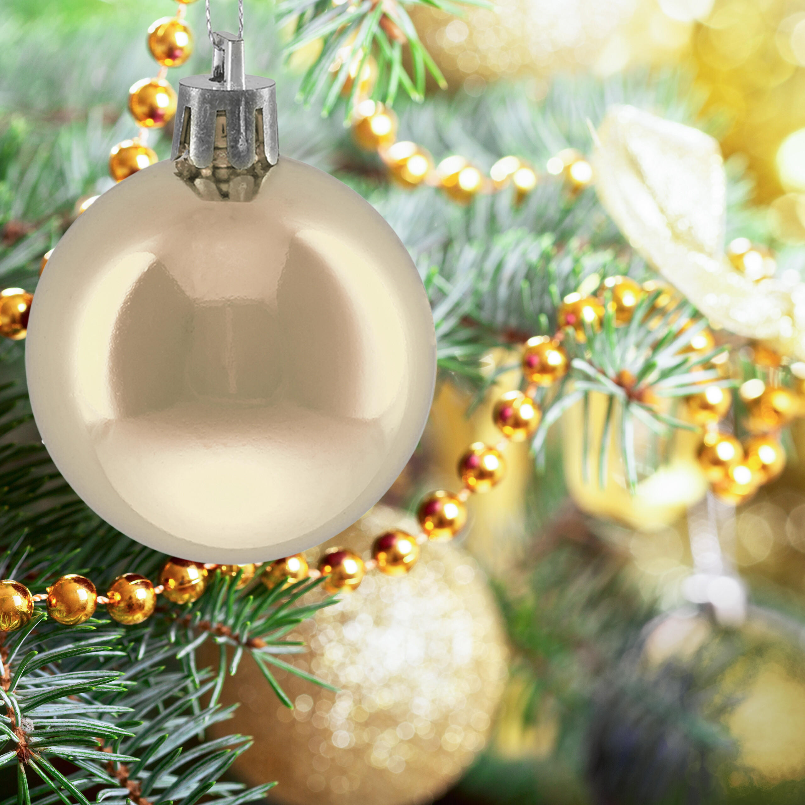 50XWEIHNACHTSKUGELN - Creme, Kunststoff (6/7/6cm) - Relaxdays