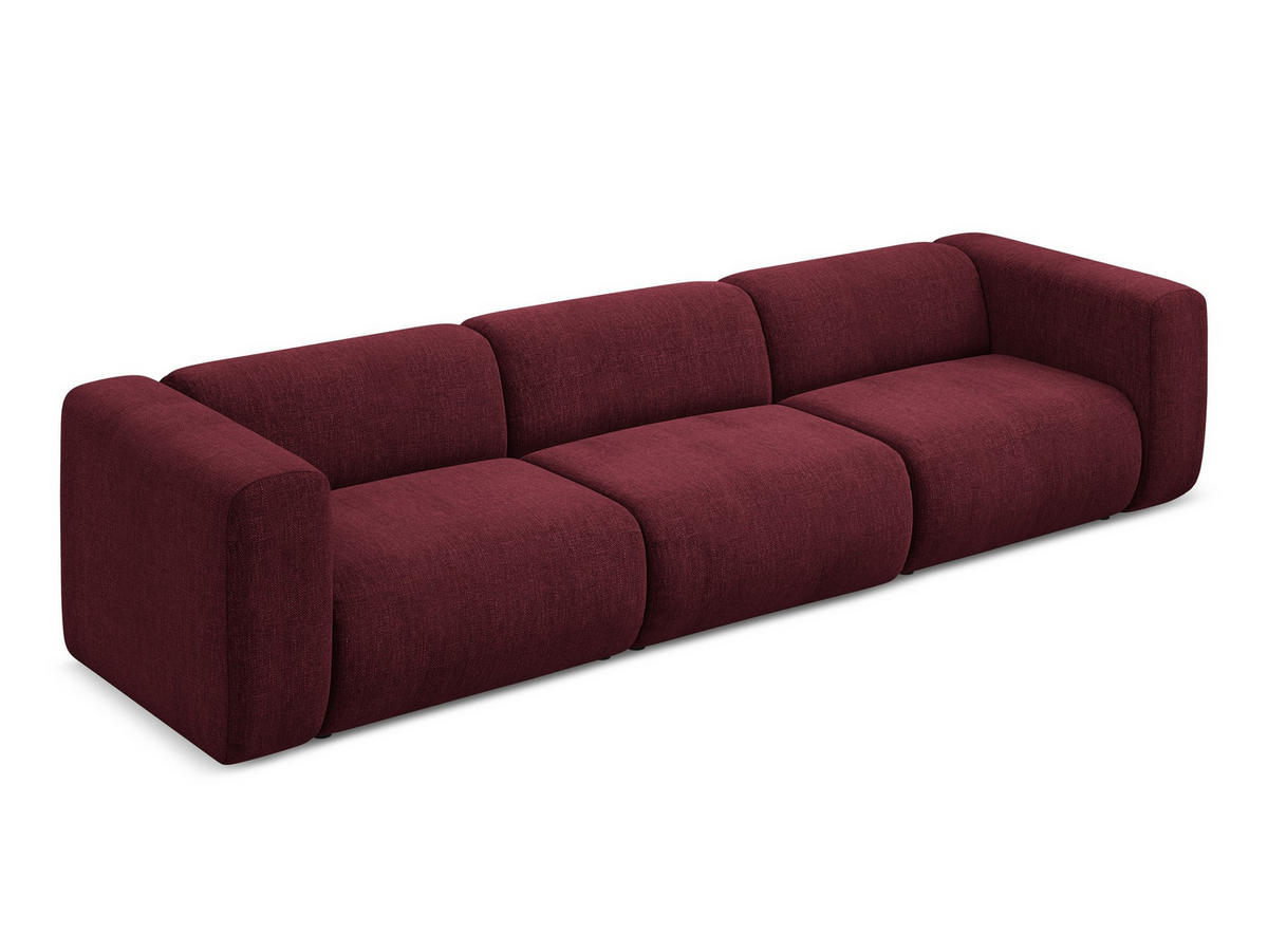 4-SITZER-SOFA Chenille Stoff Rot - Rot/Weinrot, Kunststoff/Textil (319/70/89cm) - Makamii