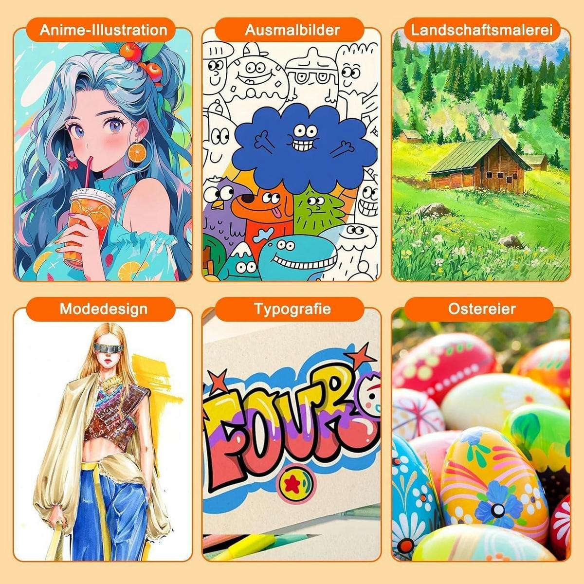ACRYLSTIFTE Set 80 Farben Doppelspitze wasserfest - Multicolor, Kunststoff (15/14/18cm)