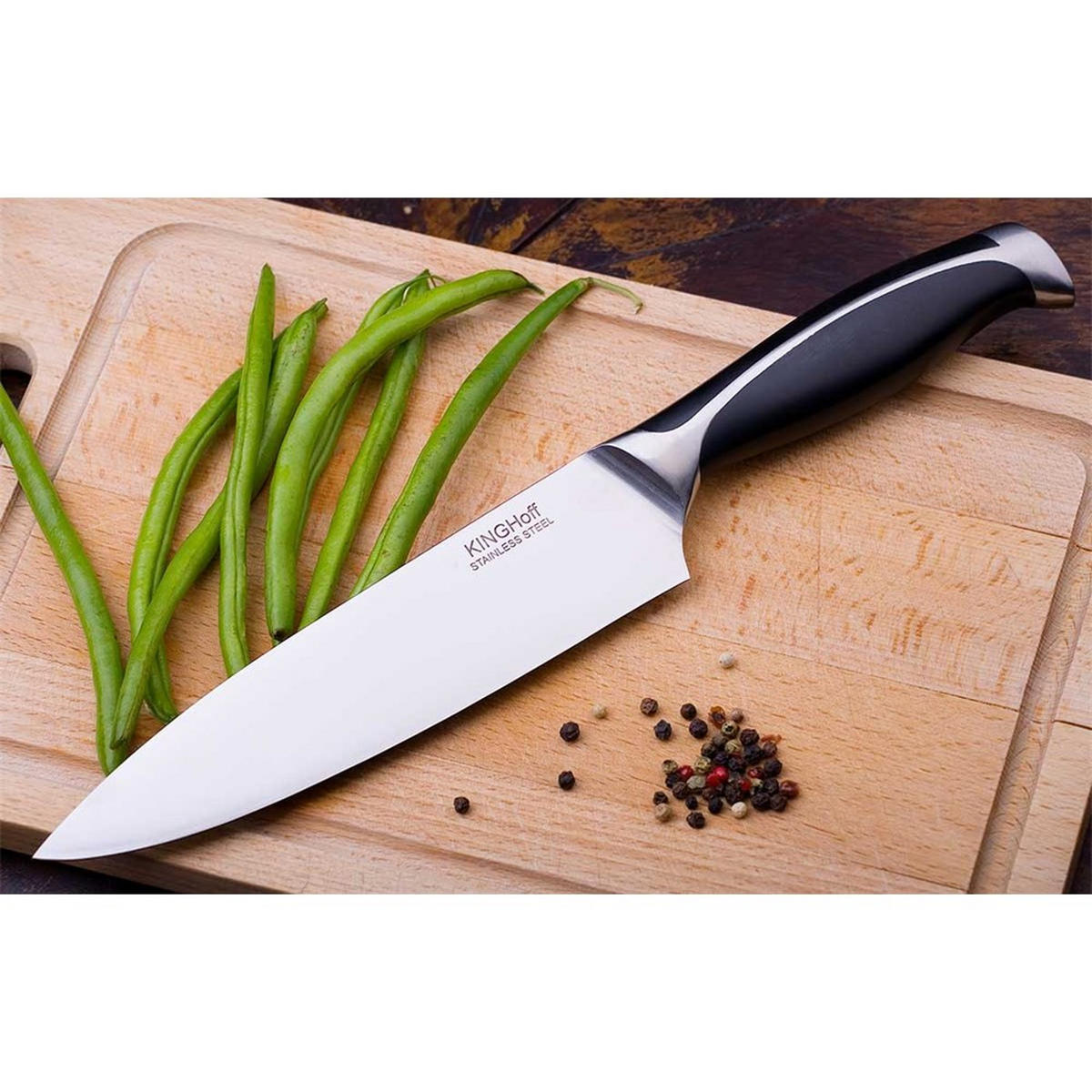 KOCHMESSER Silber 34/5/34 cm KH3430 - Silberfarben, Metall (34cm) - Kinghoff 
