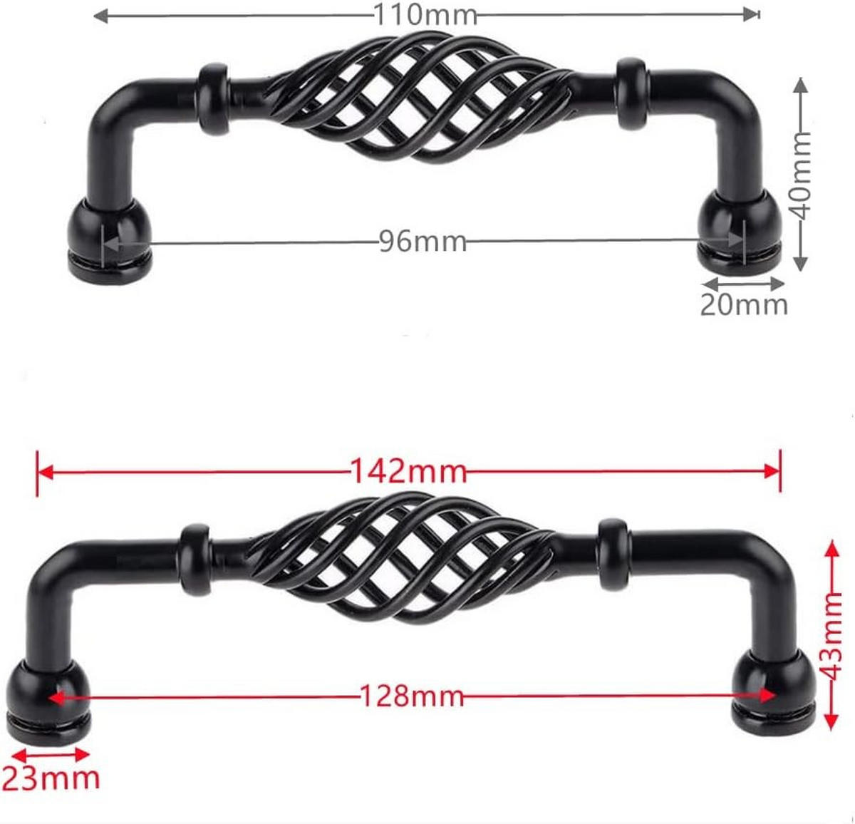 MÖBELGRIFF Schwarz 2er-Set 96 mm - Schwarz, Metall (0.2/3.5/1.1cm)