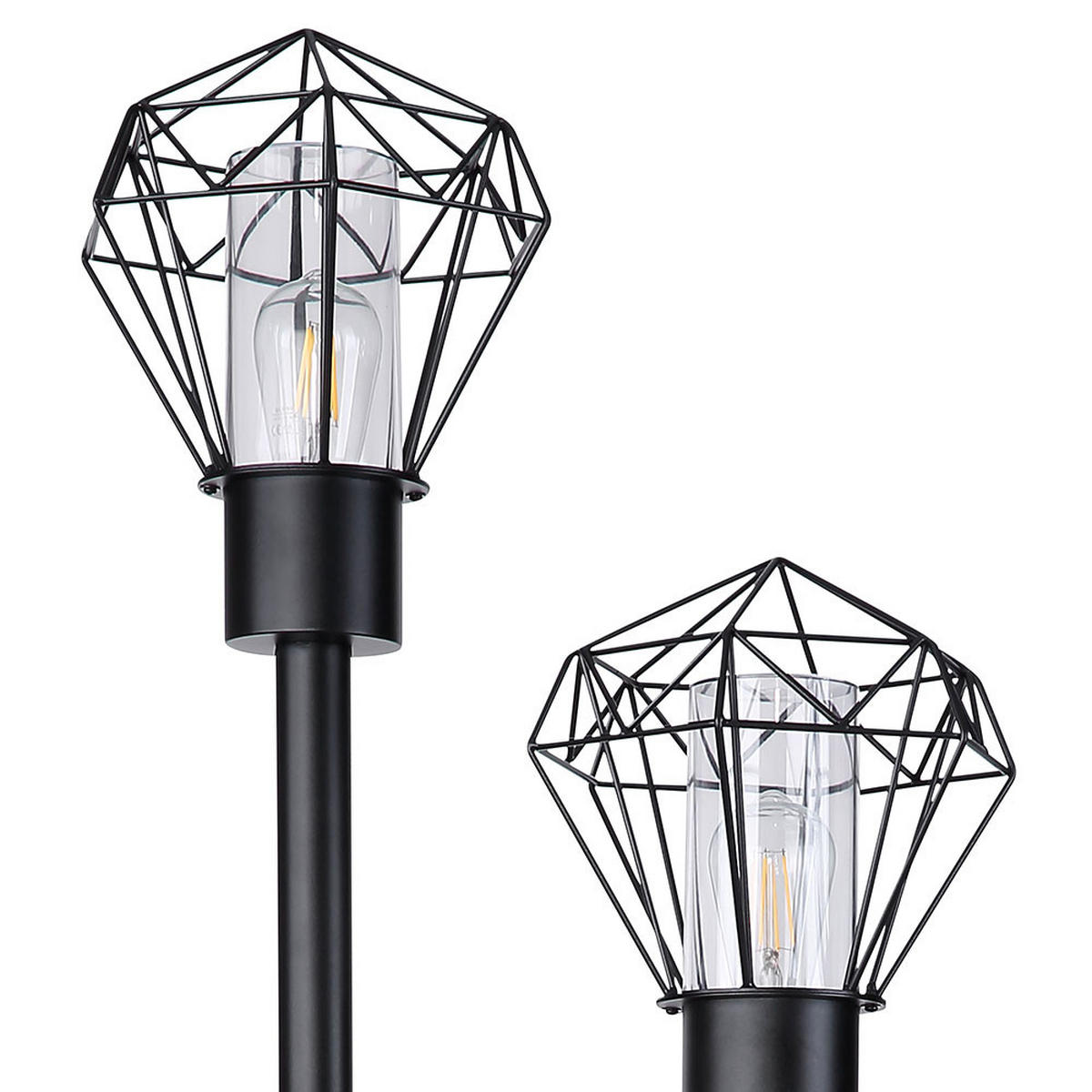 STEHLEUCHTE Metall Schwarz Gitter 3 flammig - Schwarz, Metall (44.2/44.5/170cm) - Globo Lighting