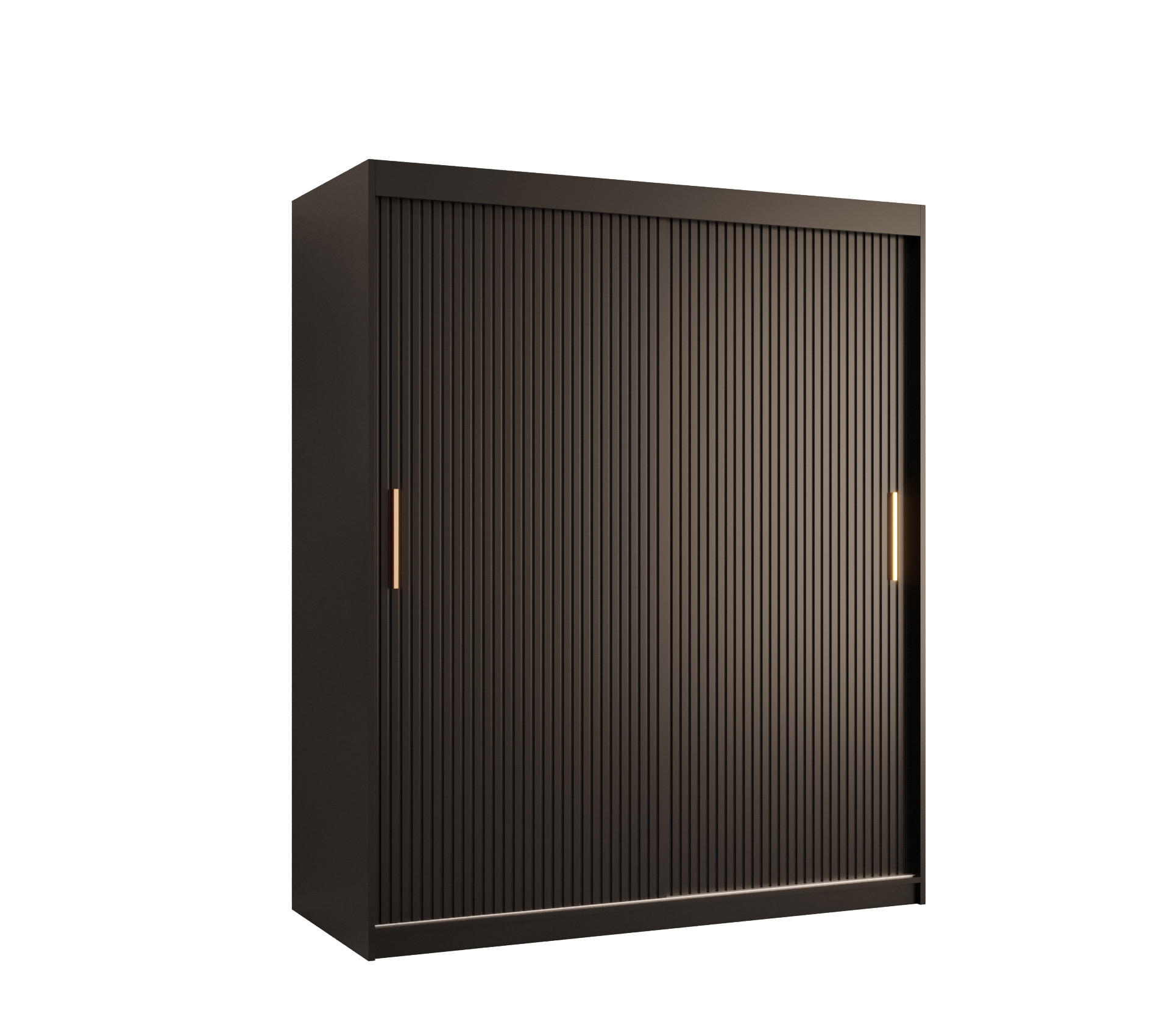SCHWEBETÜRENSCHRANK 200/150/62 2-türig - Goldfarben/Schwarz, Holz/Kunststoff (150/200/62cm) - MÖBEL KRYSPOL