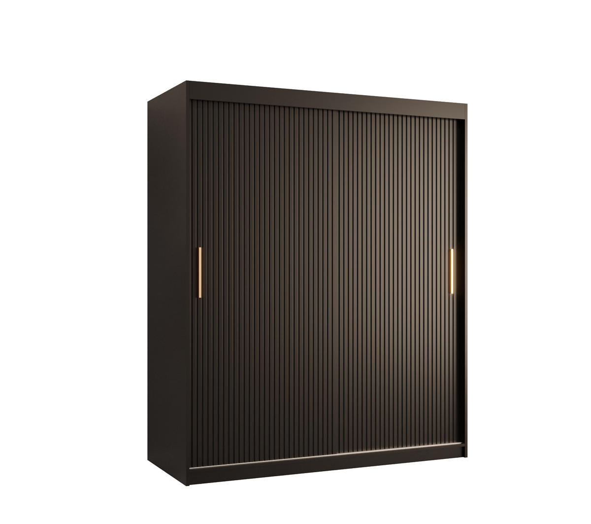 SCHWEBETÜRENSCHRANK 200/150/62 2-türig - Goldfarben/Schwarz, Holz/Kunststoff (150/200/62cm) - MÖBEL KRYSPOL