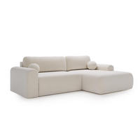 ECKSOFA Aurora Weiß, mit Schlaffunktion in Lambi Stoff, rechte seite - Weiß, Holzwerkstoff/Textil (257/177cm) - Bettso
