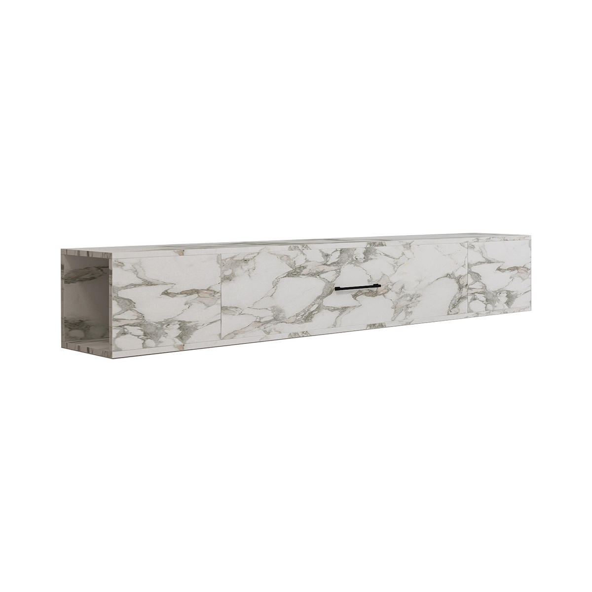 TV-LOWBOARD Acworth Weiß Marmor Optik 9604 - Weiß/Grau, Holzwerkstoff (160/30/29.6cm) - moebel17