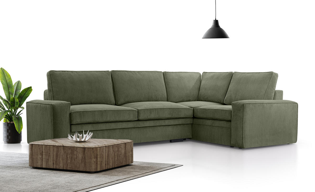 ROHOVÁ SOFÁ FJORDI s funkcí spaní, Zelená - zelená barva, textil (296/196cm) - Fedve